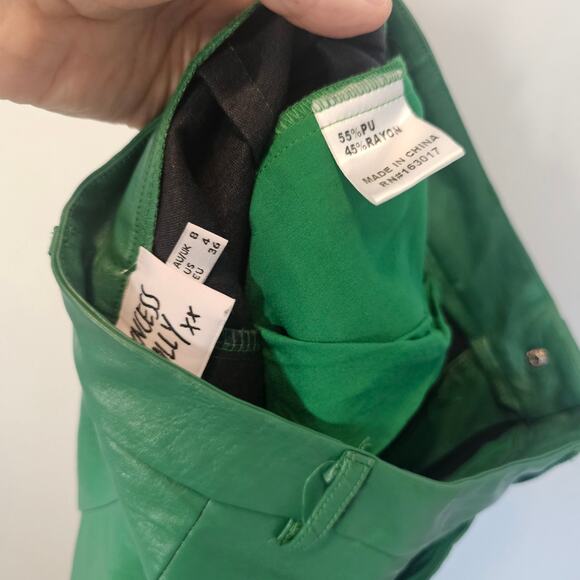 Princess Polly Suki Vegan Green Straight Wide Leg High Waisted Pants Size 4 - Picture 11 of 11